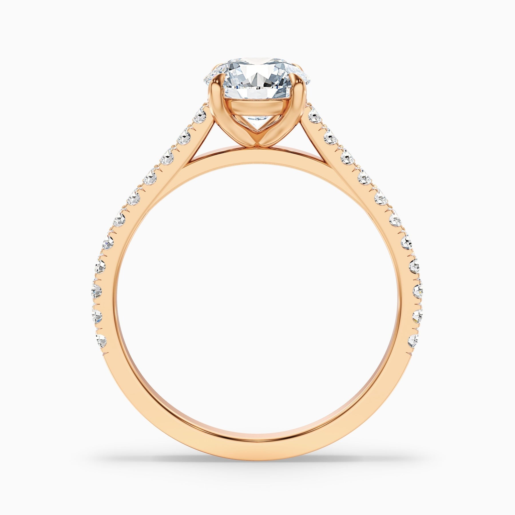 Truefire Round Side Stone Pave Lab Grown Engagement Ring